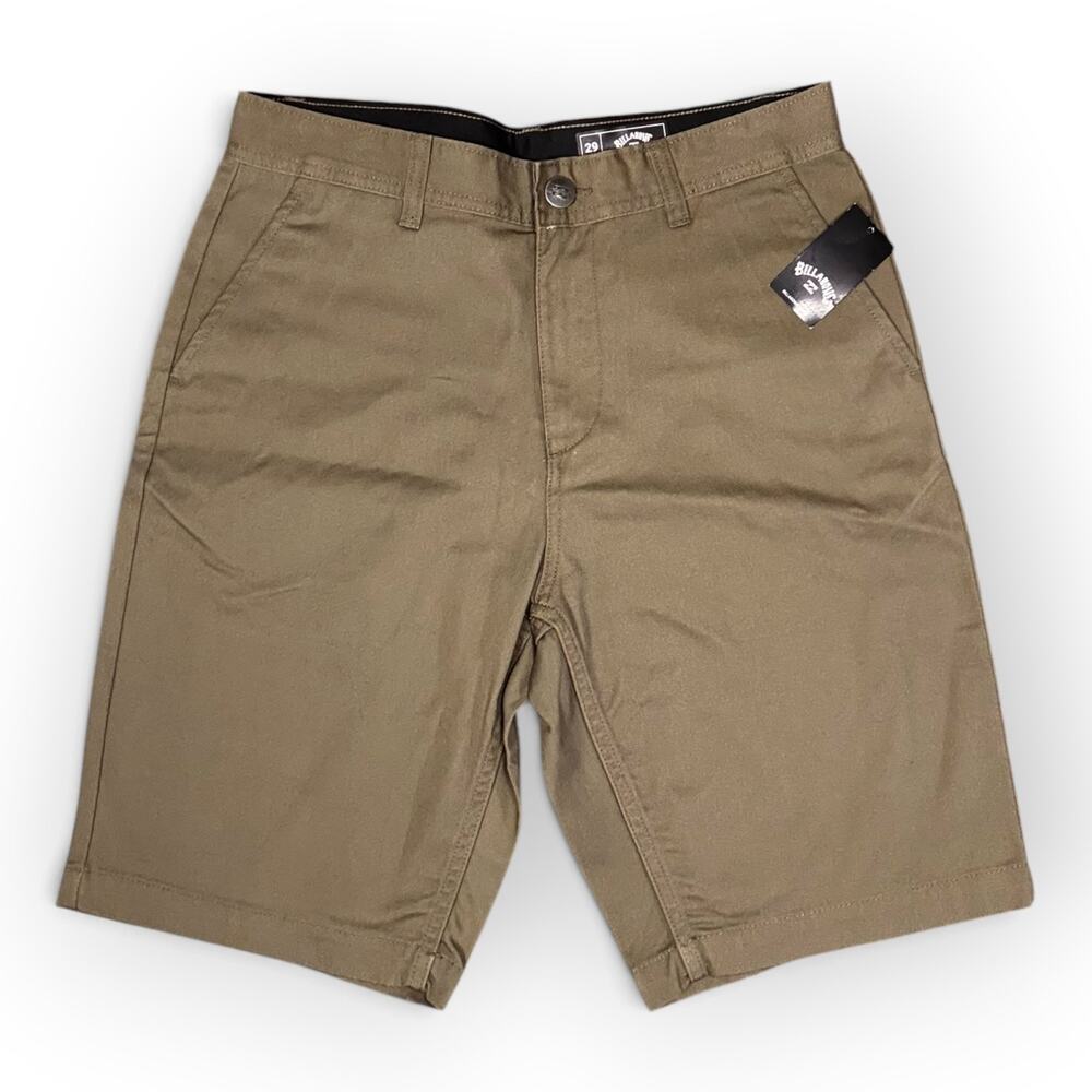 Billabong Dark Kakhi shorts Waist 29" Slit Pockets New With tags